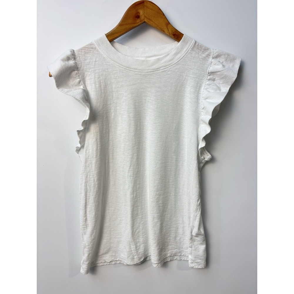 Nation LTD Paulette Ruffle Sleeve Cotton Tank White Size Small Women's‎